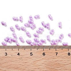 不透明色のガラスシードビーズ  ピーナッツ  ライラック  2x4x2mm  穴：0.8mm  約45000個/ポンド&nbsp;SEED-A033-06E