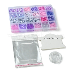DIY アクリル & プラスチック ビーズ ブレスレット 作成キット  スミレ  7x3mm  穴：1.5mm&nbsp;DIY-FS0006-47