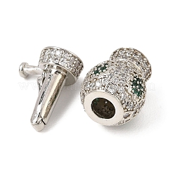 真鍮マイクロキュービックジルコニアボックスの留め金を開く  花の丸  プラチナ  17x14x12mm  穴：5x1.3mm&nbsp;KK-G505-41P