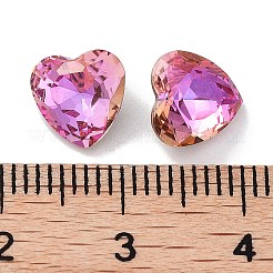 ガラスラインストーンカボション  ポイントバック＆バックメッキ  多面カット  ハート  フクシア  8x8x4.5mm&nbsp;RGLA-G020-04F-D502