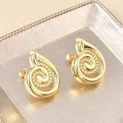 女性のための真鍮のスタッドピアス  巻き貝の形  ゴールドカラー  24x18.5mm&nbsp;KK-CBAD851-39G