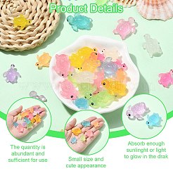 80個 16スタイル 蓄光樹脂 ウミガメ置物 装飾  暗闇で光るオーナメント  ミックスカラー  19.8~26x17.3~22x7.2~9mm  5個/スタイル&nbsp;FIND-CJ0003-49