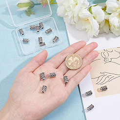 亜鉛合金ビーズ  模造ラタン編み風  コラム  アンティークシルバー  10x7mm  穴：3mm  20個/箱&nbsp;PALLOY-FH0001-10P