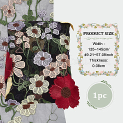 エスニック スタイル刺繍花ポリエステル チュール レース生地  服飾材料  カラフル  125~145x0.08cm&nbsp;AJEW-WH0314-508
