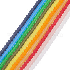 10連売り10色透明ガラスビーズ連売り  ロンデル  多面カット  艶消し  ミックスカラー  6x4.5mm  穴：1.4mm  約80~85個/連  14.96~15.75''（38~40センチメートル）  1本/色&nbsp;EGLA-TA0013-36