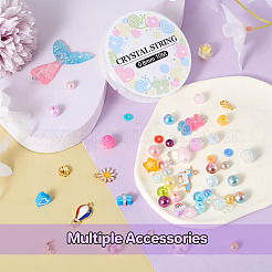 DIYのかわいいブレスレット ネックレス作成キット  キャンディー＆フラワー＆ラウンド＆トンボアクリル＆ポリマークレイ＆プラスチックパールビーズを含む  レインボー & ユニコーン 合金 エナメル & レジン ペンダント  はさみ  ミックスカラー  2375個/箱&nbsp;DIY-TA0003-95