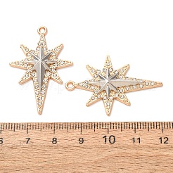 合金ラインストーンペンダント  スターのチャーム  プラチナ＆ライトゴールド  37x25x4mm  穴：1.6mm&nbsp;RB-CBAA987-17A