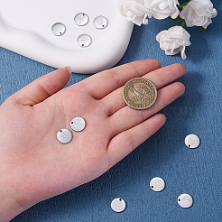 10個10スタイル304ステンレススチールチャーム  フラットラウンド  ステンレス鋼色  11.5x1mm  穴：1.5mm  1個/スタイル&nbsp;STAS-CJ0001-231