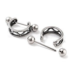 マルチ連 316 サージカルステンレス シールド バーベル フープ イヤリング  女性用軟骨ピアス  アンティークシルバー  13x5mm&nbsp;EJEW-Z050-56B-AS