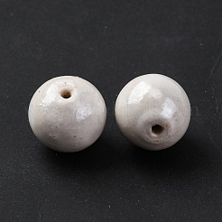 手作り樹脂粘土ビーズ  ラウンド  ホワイト  14.5mm  穴：1.8mm&nbsp;PORC-K005-02C-04