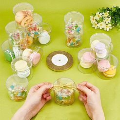 蓋付き透明プラスチックボックス16個  キラキラ輝くポリエステルメタリックリボン1本付き  ミックスカラー  6.2x7.15cm&nbsp;CON-FG0001-13