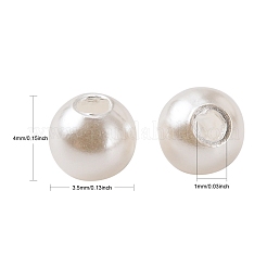 パール調アクリルビーズ  染め  ラウンド  乳白色  4x3.5mm  穴：1mm  約18100個/ポンド&nbsp;PL607-1