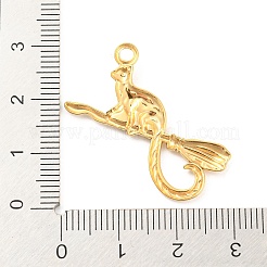 304ステンレスペンダント  猫の形のチャーム  18KGP本金メッキ  28.5x28x2mm  穴：2.2mm&nbsp;STAS-I202-16G