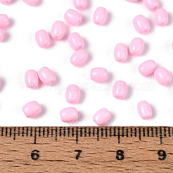 焼付塗装ガラスシードビーズ  バレル  パールピンク  4~4.5x3~3.5mm  穴：0.8~0.9mm  約6080個/ポンド&nbsp;SEED-N007-29E