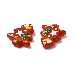 クリスマスの手作りランプワークエナメルビーズ  クリスマスツリー  レッド  26.5x22.5x6.5~7mm  穴：1.6mm&nbsp;LAMP-I027-07U