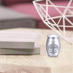 ベルベットパッキングポーチ1個。  1個の合金火葬壷  命の木  火葬骨壷：40.5x30mm&nbsp;AJEW-CN0001-75C