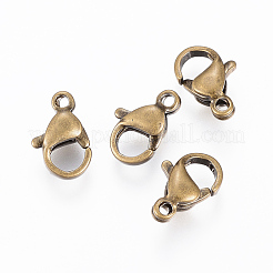 304ステンレススチール製ロブスタークロウ留め金  アンティークブロンズ  12x7.5x3.5mm  穴：1.5mm&nbsp;STAS-E145-05B-AG
