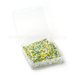 6500 個 300 グラム 3 色ガラス シード ビーズ  不透明な色の種  DIYジュエリー作成用の小さなクラフトビーズ  ラウンド  きいろ  8/0  3mm  穴：1mm  100 G /カラー&nbsp;SEED-LS0001-06