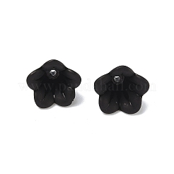 つや消しの花のアクリルビーズ  ブラック  14x10mm  穴：1.5mm  約1300個/500g&nbsp;FACR-5332-12A