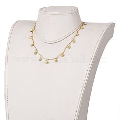 デイジーチャームアロイエナメルジュエリーセット  カーブチェーンネックレス＆ブレスレット  304ステンレススチールのロブスタークロウクラスプとチェーンエクステンダー付き  18KGP本金メッキ  15-3/8インチ（39cm）  7インチ（17.7cm）&nbsp;SJEW-JS01155