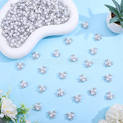 合金樹脂カボション120個  花  ラインストーン付き  プラチナ  20x20.5x8mm&nbsp;ALRI-ME0001-04P