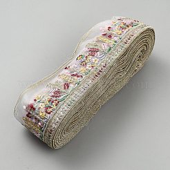 ポリエステル刺繍フラワーリボン  衣装装飾用  ライトゴールデンロッドイエロー  2-1/2インチ（65mm）&nbsp;OCOR-WH20012-18A