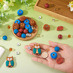 DIYファインディングキット44個  食品グレードの環境に優しいシリコンビーズを含む  アクリルビーズ  アイアン製ラインストーンスペーサービーズ  ウサギの毛の模造品 ヨーロッパのビーズ  ミックスカラー  34x26x8mm  穴：2mm&nbsp;DIY-TA0013-86