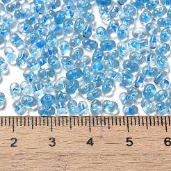 ガラスシードビーズ  ピーナッツ  ライトスカイブルー  3.5~4x2~2.5x2~2.3mm  穴：0.8mm  約8000個/ポンド&nbsp;SEED-K009-08B-01