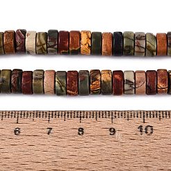 天然ピカソジャスパー/多色ジャスパービーズ連売り  ディスク  ヒシビーズ  7.5~8.5x3~4mm  穴：0.9~1mm  約106~126個/連  14.96~15.94インチ（38~40.5cm）&nbsp;G-N367-03A-08