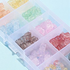 155スタイルの透明クラックルガラスビーズ10個。  染め＆加熱  ロンデル＆スクエア  ミックスカラー  6~8x6~8x4~6mm  穴：1.4mm&nbsp;GLAA-FS0001-47