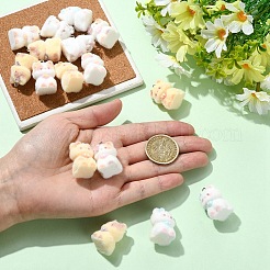 猫の形をしたフロッキー不透明樹脂ペンダント  プラチナトーンループ付き  きいろ  28x18mm&nbsp;RESI-YWC0002-04F