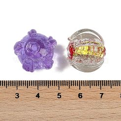 手作りの金箔ランプワークガラスビーズ  花  ミックスカラー  17x19.5x19.5mm  穴：2mm&nbsp;FOIL-K003-03