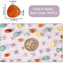 60個 6スタイルの天然混合宝石ビーズ連売り  タンブルストーン  ナゲット  5~11x5~9x3~7mm  穴：0.8~1mm  10個/スタイル&nbsp;G-PH0002-47