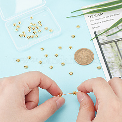 真鍮製スペーサービーズ40個  ニッケルフリー  フラットラウンド  18KGP本金メッキ  5x2mm  穴：1.5mm&nbsp;KK-LP0001-10