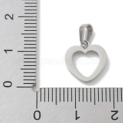 304ステンレススチールマイクロパヴェキュービックジルコニアペンダント  ハートチャーム  ステンレス鋼色  12x11x2mm  穴：4x2.5mm&nbsp;STAS-Z107-04P-01