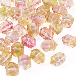 透明なハンドメイドランプワークビーズ30個。  弾丸の形  多面カット  ゴールド  12x19.5x13.5mm  穴：1.6mm&nbsp;LAMP-TADJ0001-12H