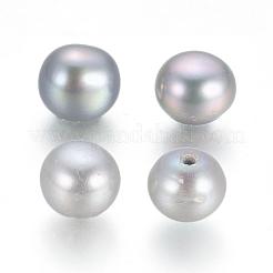 天然な培養された淡水パールビーズ  片穴  ロンデル  染め  ライトグレー  6.5~7x5.5mm  穴：0.8mm  104個/ボードについて&nbsp;PEAR-P056-063