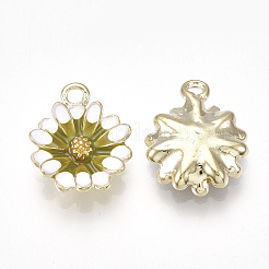 合金ペンダント  エナメル  花  ライトゴールド  オリーブ  15x12x3mm  穴：1.4mm&nbsp;X-PALLOY-S177-08D