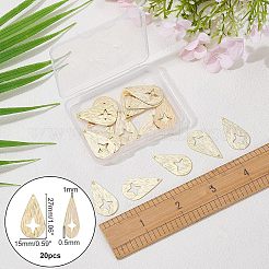 真鍮のドローベンチペンダント  長持ちメッキ  ニッケルフリー  ティアドロップ  18KGP本金メッキ  27x15x0.5mm  穴：1mm  20個/箱&nbsp;KK-NB0001-23G-NF