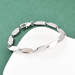 304ステンレススチール製ロンバスリンクチェーンブレスレット（男女兼用）  手動研磨  ステンレス鋼色  8-1/4インチ（21cm）&nbsp;BJEW-G766-04P