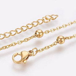 イオンプレーティング(IP) 304 ステンレススチール アズキチェーン アンクレット  ゴールドカラー  9インチ（22.8cm）  1.7mm&nbsp;AJEW-P069-03G