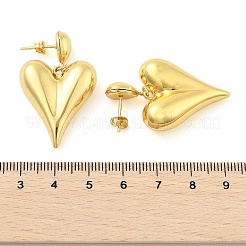 女性用304ステンレススチールスタッドピアス  ハート  ゴールドカラー  40x23mm&nbsp;EJEW-A125-41G