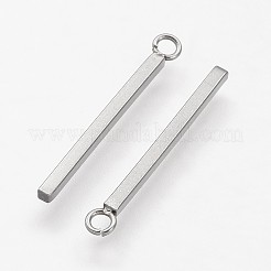 変色しにくい304ステンレススチールペンダント  直方体の  ステンレス鋼色  23x1.5x1.5mm  穴：1.5mm&nbsp;STAS-F041-51