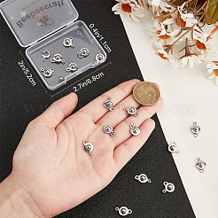 201ステンレススチールスナップ留め具20個  フラットラウンド  ステンレス鋼色  15x9x5mm  穴：1.5mmと2mm&nbsp;STAS-BBC0005-88B