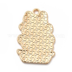 合金エナメルチャーム  ライトゴールド  猫チャームの鉢植え  芝生の緑  28x18x1mm  穴：2mm&nbsp;ENAM-D041-06A