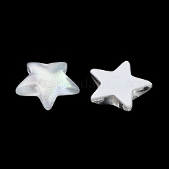 K9ガラスカボション  グリッターパウダー付き  スター  ホワイト  10x10.5x3mm&nbsp;GGLA-Z003-03A-001JW