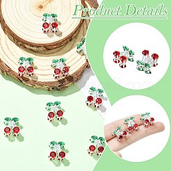 真鍮製マイクロパヴェキュービックジルコニアビーズ  チェリー  925銀メッキ  13x12.5x9.5mm  穴：1mm&nbsp;KK-CJC0007-010S