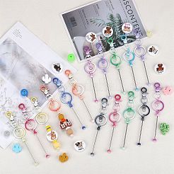16 個 9 スタイルのグラデーションカラー合金ビーズ可能バーキーホルダー diy 工芸品ジュエリーメイキング用  カニカン付き  11cm  ピン：77x8.5mm&nbsp;KEYC-SZ0001-19