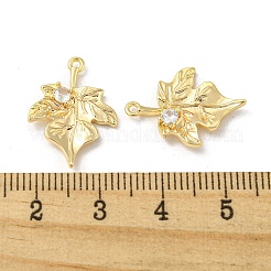真鍮のペンダントと透明なガラス  メープルリーフチャーム  18KGP本金メッキ  20x15x2mm  穴：1.2mm&nbsp;KK-H460-30G
