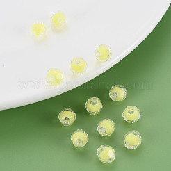 透明なアクリルビーズ  二層ビーズ  多面カット  ラウンド  きいろ  8x7.5mm  穴：2mm  約2000個/500g&nbsp;TACR-S152-17A-SS2105